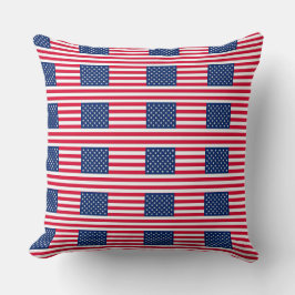 American Flag Throw Pillow – Patriotic Stars & Str クッション