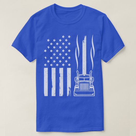 American Flag Truck Driver 18 Wheeler Trucking Tru Tシャツ (デザイン正面)