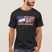American Flag Truck Driver Distressed Big Rig Tシャツ (正面)