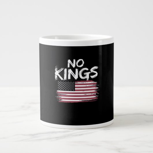 American Flag Upside Down Distress No Kings Long F ジャンボコーヒーマグカップ (正面)