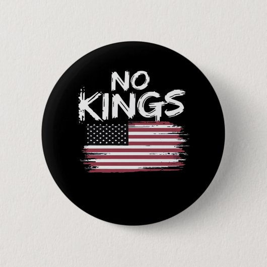 American Flag Upside Down Distress No Kings Long F 缶バッジ (正面)