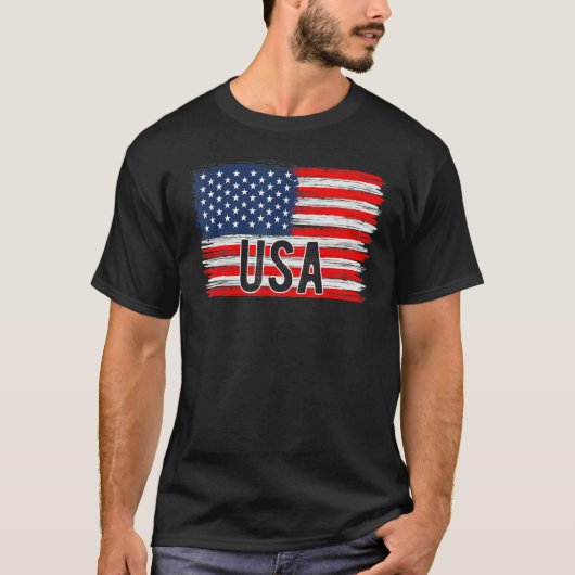 American Flag Usa 4th Of July Independence Day Pat Tシャツ (正面)