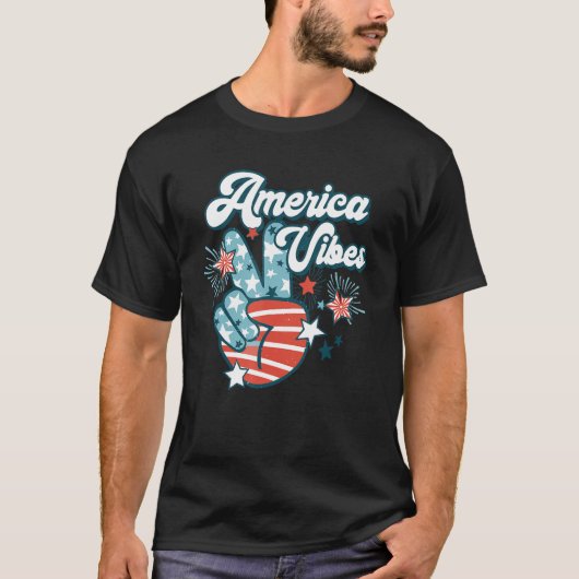 American Flag USA 4th of July Independence Day Pat Tシャツ (正面)