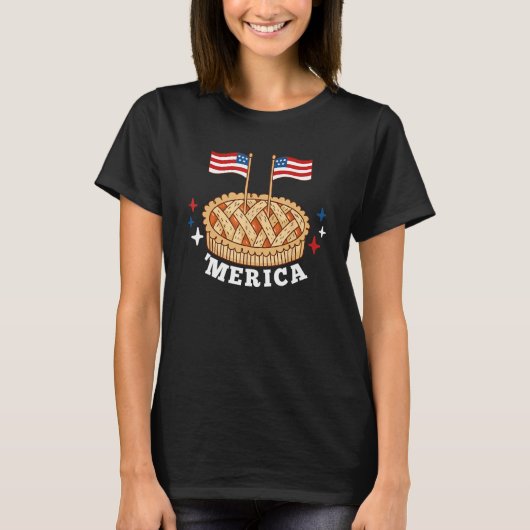 American Flag USA Apple Pie Merica 4th of July Tシャツ (正面)