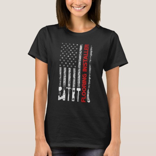American Flag USA Flooring Installer Tシャツ (正面)