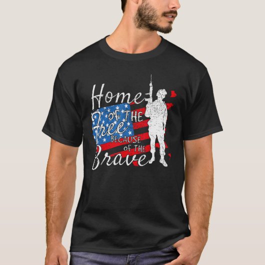 American Flag Veteran for Men Women Kids Home Of T Tシャツ (正面)