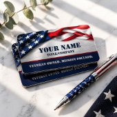 American Flag Veteran Owned Metallic Business Card