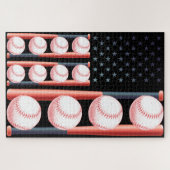 American Flag Vintage Baseball Flag ジグソーパズル (横)