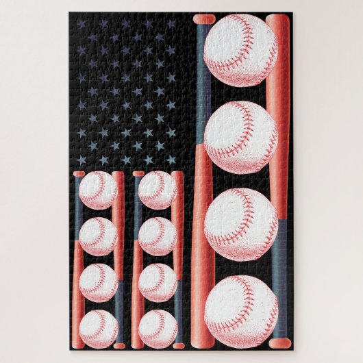 American Flag Vintage Baseball Flag ジグソーパズル (縦)