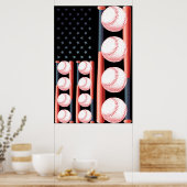 American Flag Vintage Baseball Flag ポスター (キッチン)