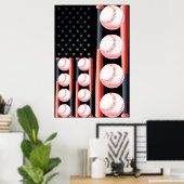 American Flag Vintage Baseball Flag ポスター (ホームオフィス)