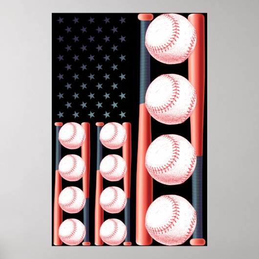 American Flag Vintage Baseball Flag ポスター (正面)