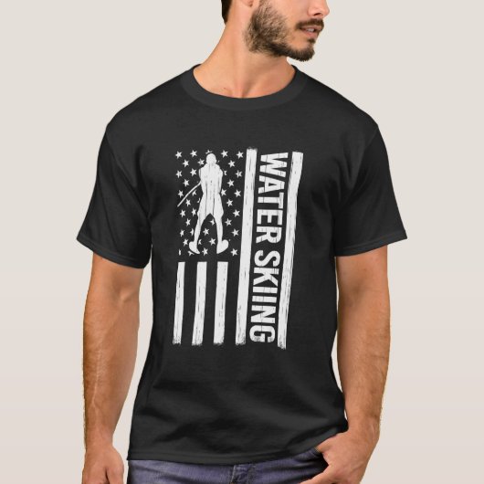 American Flag Water Skiing waterskiing USA men Wat Tシャツ (正面)