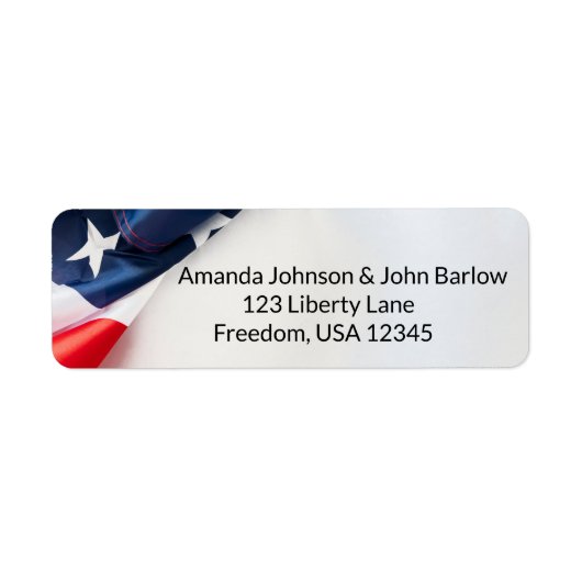 American Flag Wedding Names Return Address Labels ラベル (正面)