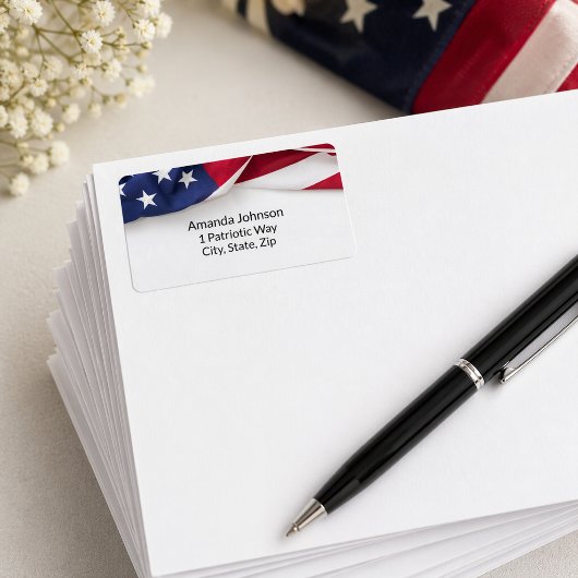 American Flag Wedding Return Address Labels ラベル