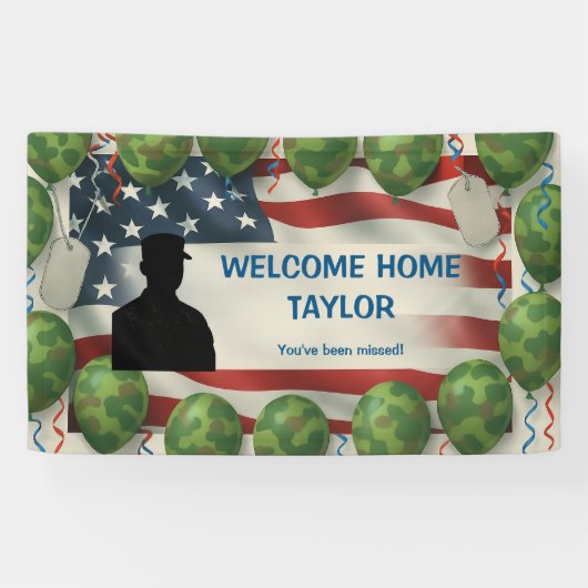 American Flag Welcome Home Banner Custom Military 横断幕 (横)