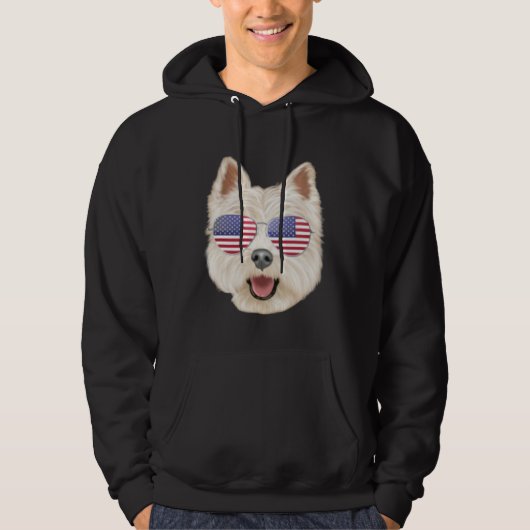 American Flag West Highland White Terrier Dog Amer パーカ (正面)