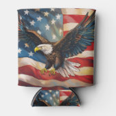 American Flag with Bald Eagle 缶クーラー (正面)