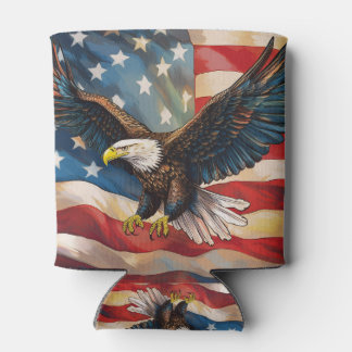 American Flag with Bald Eagle 缶クーラー