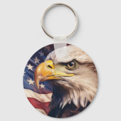 American Flag with Bald Eagle Head キーホルダー (正面)