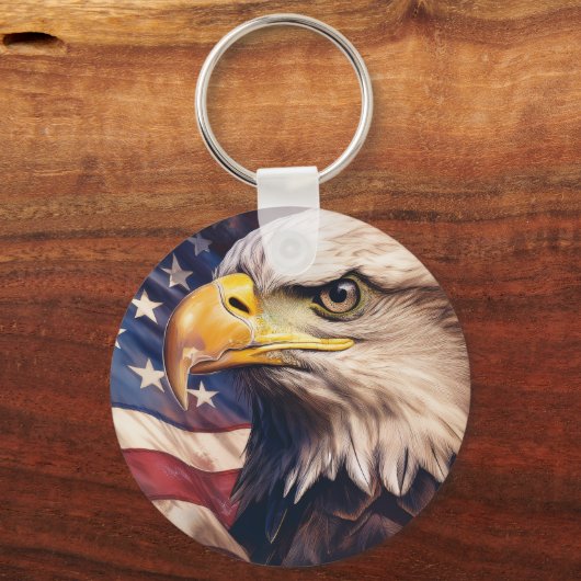 American Flag with Bald Eagle Head キーホルダー (裏面)