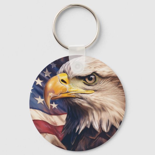 American Flag with Bald Eagle Head キーホルダー (裏面)