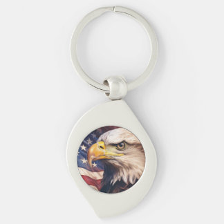 American Flag with Bald Eagle Head キーホルダー