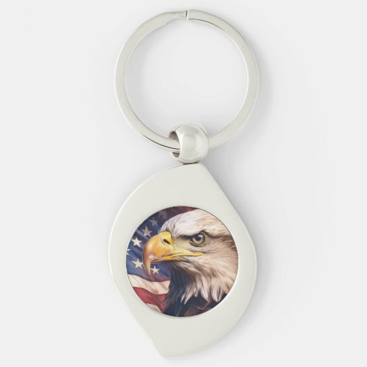 American Flag with Bald Eagle Head キーホルダー (正面)