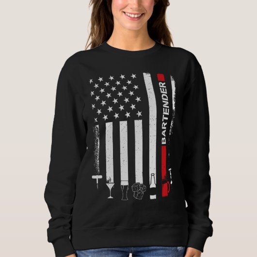 American Flag With Bartender  For Women Men スウェットシャツ (正面)