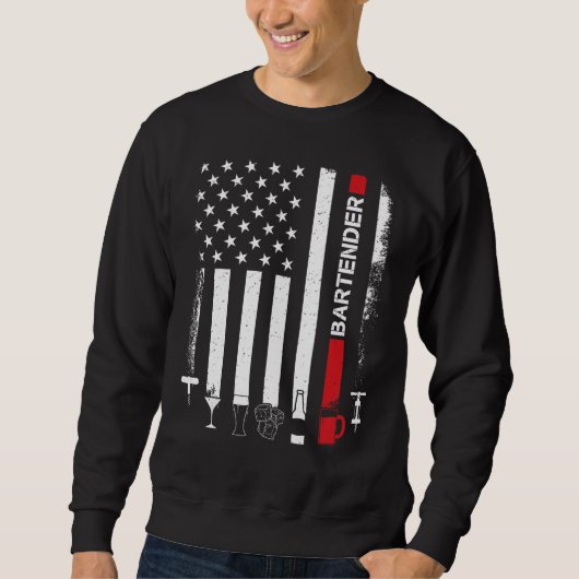 American Flag With Bartender  For Women Men スウェットシャツ (正面)