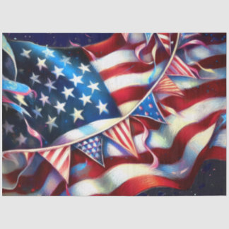 American Flag with Bunting Patriotic 薄葉紙