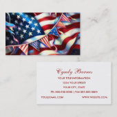 American Flag with Bunting Patriotic Business Card 名刺 (正面/裏面)
