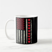 American Flag With Hearts Valentine S Day  コーヒーマグカップ (左)