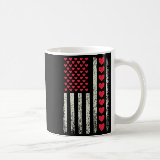 American Flag With Hearts Valentine S Day  コーヒーマグカップ (右)