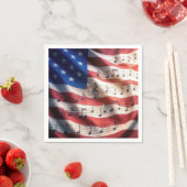 American Flag With Musical Notes スタンダードカクテルナプキン (インサイチュ)