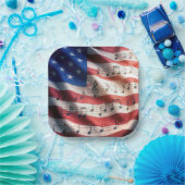 American Flag With Musical Notes ペーパープレート (パーティー)