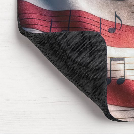 American Flag With Musical Notes マウスパッド (コーナー)