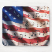 American Flag With Musical Notes マウスパッド (正面)