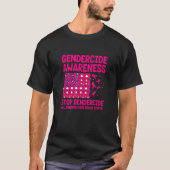 American flag with Pink ribbons for gendercide awa Tシャツ (正面)