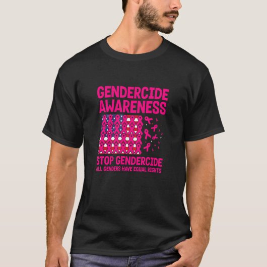 American flag with Pink ribbons for gendercide awa Tシャツ (正面)