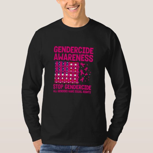 American flag with Pink ribbons for gendercide awa Tシャツ (正面)