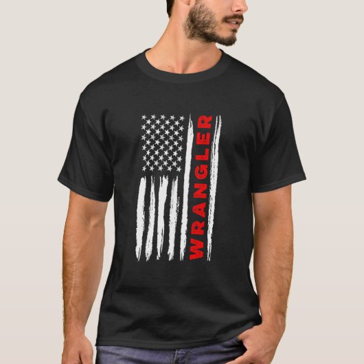 American Flag Wrangler Us Usa Flag Patriotic Tシャツ (正面)