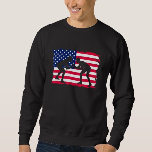 American Flag Wrestling Wrestler Wrestling Fan スウェットシャツ (正面)