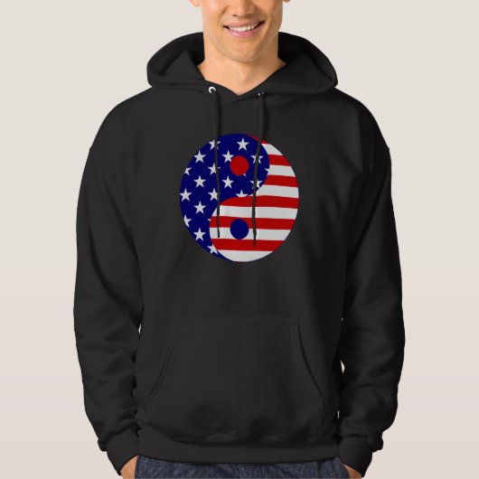 american flag yin yang usa パーカ (正面)