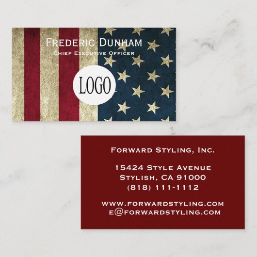 American Flag Your Logo Business Card 名刺 (正面/裏面)