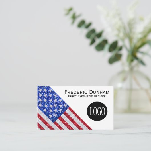 American Flag Your Logo Business Card 名刺 (スタンド正面)