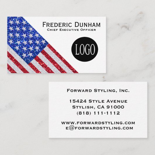 American Flag Your Logo Business Card 名刺 (正面/裏面)