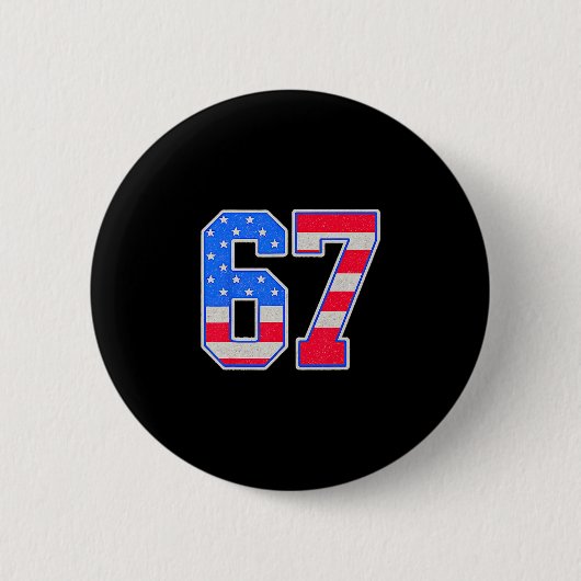 American Flage 67 Six Seven Meme  缶バッジ (正面)