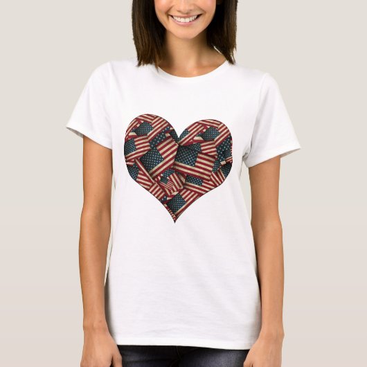 American Flags in Heart Shape Tシャツ (正面)