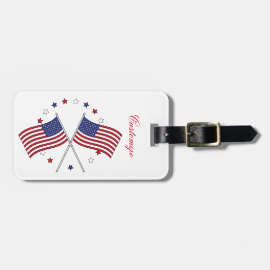 American Flags Thunder_Cove Patriotic 4th of July ラゲッジタグ (正面横)